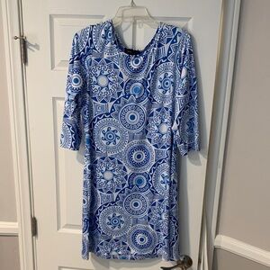 Blue and White Patterned Dress